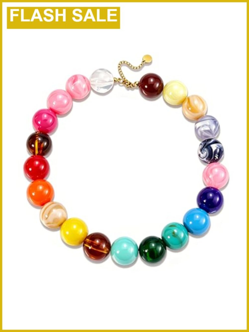 Chunky Acrylic Beaded Statement Necklace Boho Summer Beach Jewelry